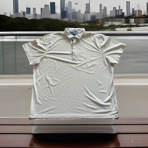 Johnnie O‎ Polo Shirt Mens 2XL White Short Sleeve Polyester Golf